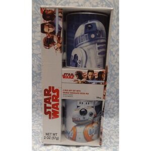 NEW Star Wars 2 Mug Gift Set  R2D2 BB8  (expired) Double Chocolate Cocoa Mix
